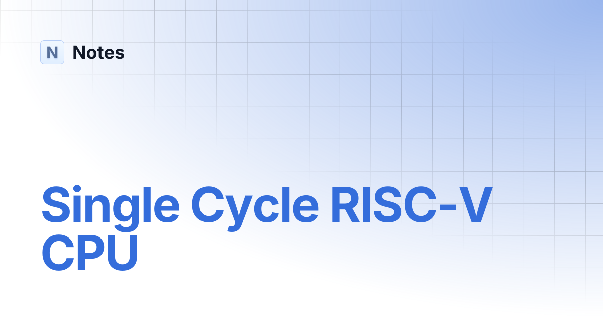 Single Cycle RISC-V CPU | Notes