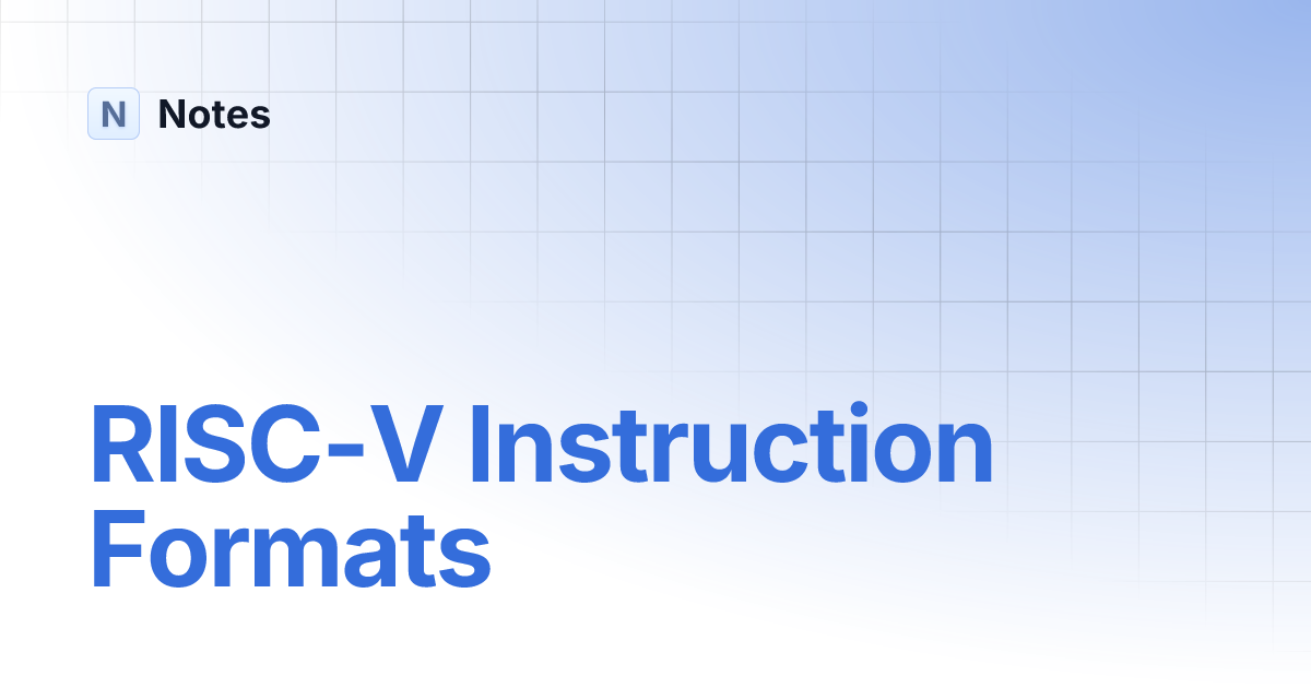 RISC-V Instruction Formats | Notes